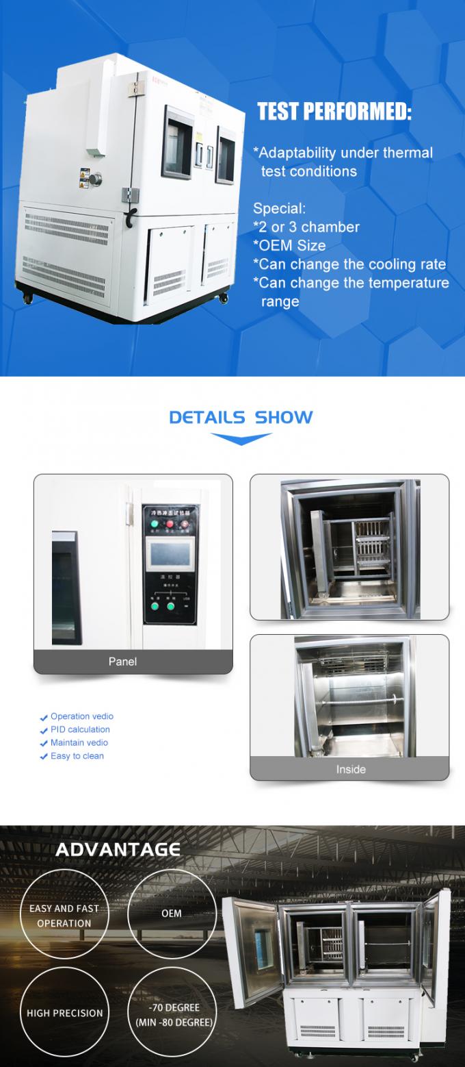 Otomasyon Bileşenleri İçin Üç Kutu Tipi Termal Şok Test Odası Fiyatı 0