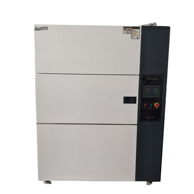 Özelleştirilebilir ve Yüksek Performanslı Üç Kutulu Termal Şok Deneme Odası, Savunma, Elektronik, Farmasötik için PLC Dokunmatik Kontrol