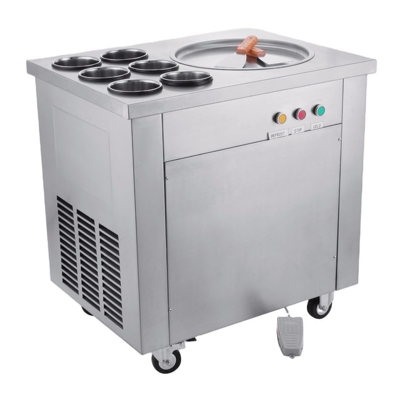 2 Düz Tava ve İthal Kompresörlü Dondurulmuş Ticari Dondurma Kızartma Makinesi Paslanmaz Çelik Kızarmış Dondurma Rulo